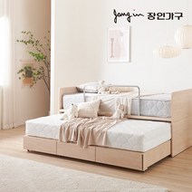 장인가구 블링 2단 슬라이딩 수납침대S_7존독립매트, ALL내추럴