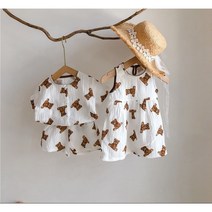 쪼꼬미샵 큐티 베어 남매룩 상하세트