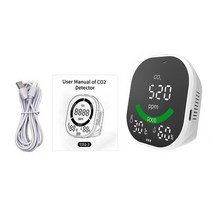 공기측정기 공기질측정기 온습도계 3 in 1 co2 meter 공기 품질 모니터 온도 습도 테스터 디지털 usb 충전식 실내 적외선 이산화탄소 측정기, 1-자주색
