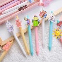 볼펜 펜 캐릭터볼펜 귀여운볼펜 젤리펜 젤볼펜 블랙컬러펜 필기구 사무용품 판촉 학용품 KK266, 18.꽃아이