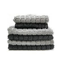 Yamfurga 6팩 극세사 주방 행주 및 타월 세트 메시 수세미 면이 있는 접시 천 2개 30.5 x 30.5cm(12 x 12인치) 접시 타월 4개 40.6 x 40.6