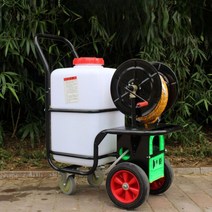 이동식 고압 살수기 제초제 농약 살포기 엔진 동력 분무기 농약대 농업용 60리터, 60L 싱글 펌프 20m 수동릴