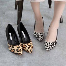 서우뿐 / 성수동 수제화 소가죽 송치 호피 하이힐 여성구두 7cm