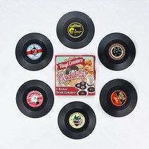 레트로 감성 EP판 LP판 장식모형 티코스터 받침 6PCS