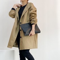 와이제이인터네셔널 여성용 오버핏 후드 트렌치코트 YJK128