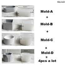 DIY 타원형 양초 항아리 실리콘 금형 시멘트 석고 미니 꽃 냄비 콘크리트 왁스 상자 양초 트레이 사출 금, 06 4pcs mold a lot