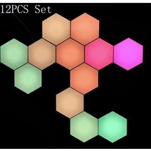 양자기 USB 스마트 음악 센서 RF 원격 제어 민감한 육각형 Led 벽 램프 DIY 모듈형 벌집 양자 패널 헬리오스 조명, [06] RF-12PCS Set