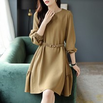 패션고리 여성 라운드넥 빅사이즈 밴딩 롱 원피스 Q826