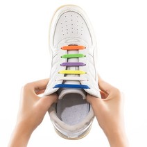 혁신적인 실리콘 신발끈 매듭이 필요없는 운동화끈 티레이스 T-LACE 신발 군밤이네, 그린 20P