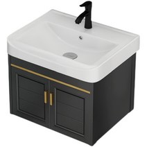 세면대하부장 건식 서랍형 스탠딩 욕실 세면장 하부 언더볼 세면대, 40CM 블랙 수도꼭지 + 블랙 미러