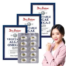 임산부 수유부 식물성 오메가3 닥터브라이언 식물성 알게 오메가3 60캡슐 미세조류 청소년 고등학생 영양보충용제품 저온초임계 식약청 인정 DHA 오메가쓰리, 3개