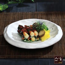 한국 여주도자기 조개 플레이팅 접시 그릇 3호, 밀크화이트
