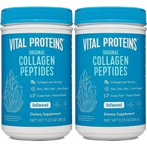 Vital Proteins 콜라겐 펩티드 분말 보충제 가수분해 콜라겐 - 비 GMO - 유제품 및 글루텐 프리 - 무가향 265g 용기 x2개 팩, 265g (2개)