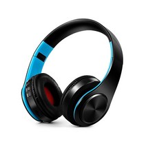 블루투스 이어폰 HIFI 스테레오 헤드폰 음악용 SD 카드 헤드셋 FM 지원 마이크 포함 휴대폰 태블릿 샤오미 아이폰 호환 삼성, [03] Black blue