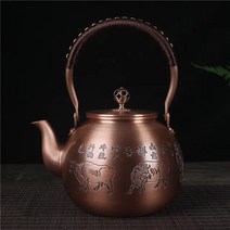 내열 게르마늄주전자 골동품 순수 구리 찻주전자 건강 끓는 물 주전자 수제 조각 냄비 레드 차 세트, 13.style15
