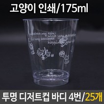 PGM1*^몰투명 디저트컵 바디 고양이 25개 케이크 쿠키 카페 사탕 디저트 푸딩 케익컵 일회용품 과일후식 포장 초콜릿^*1췤pgm, a^^*옵션없슴