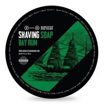 Barrister and Mann 면도 비누 촘촘 풍부하며 크리미 한 거품 탈지 크림 퍽 바 노트 블랙베리 나무 발심 전나무 베티버 깨끗 매끄러운 천연 습식 118.3ml4온스 무, Bay Rum