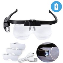 LED 돋보기 램프 TKDMR USB Rechargeabl 헤드 장착 된 쌍안경 돋보기 3LED 조명 밴드 읽기, 01 FDJ030
