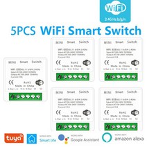 Tuya-미니 Wifi 스마트 스위치 16A 차단기 홈 오토메이션 기기 모듈 시간 설정 음성 제어 Alexa Google Hom, 02 Five Pcs10A
