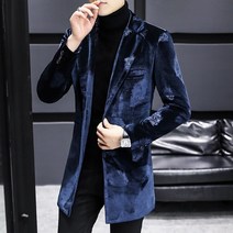 남성 정장용 패션 재킷 겨울 벨벳 울 블렌드 패션 슬림 롱 캐주얼 비즈니스 트렌치 윈드 브레이커 소셜 스트리트 오버 의류