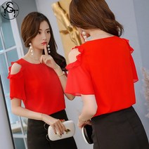 YST 여성용 슬림핏 썸머 빅사이즈셔츠 캐주얼 시폰셔츠
