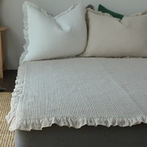 코지 프릴 피그먼트워싱 줄누빔 침대패드 겸 이불(Q/K)-3color, 퀸 침대패드(Q) 단품, 베이지