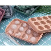 한번에 분리! 실리콘 원형 아이스몰드 12구 4color 뚜껑머그컵, 그린