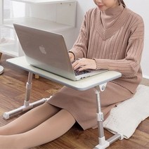 [스파이다]우디 이동테이블 높이조절 접이식 침대 베드 노트북상kt, 아이보리