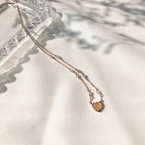 천연원석 피치 문스톤 은목걸이 Peach heart necklace