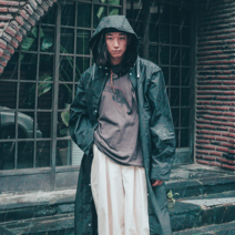 홀리마카로니 남녀공용 블랙무지 EVA 방수 레인코트 우비