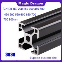 1pc 검정색 3030 유럽 표준 알루마이트 알루미늄 프로파일 압출 cnc 3d 프린터 용 100mm-1000mm 길이 선형 레일, 1000mm