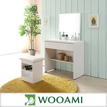 [우아미아이] 하니뷰800 서랍화장대세트(거울+의자포함), 색상:오크