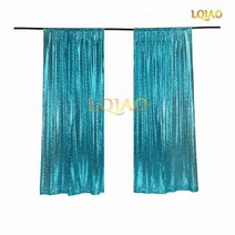 2 패널 피트 x 8 실버 쉬머 스팽글 패브릭 사진 부스 배경 커튼 웨딩 파티 장식, 2pc 2x8ft-60x245cm, Teal