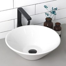 YJ-9015 원형 도기볼세면기세면대 세면기 세면볼 도기볼, CH 엔틱블랙 유리볼 자동폽업, I트랩(바닥배수)