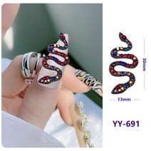네일건 네일도구 수제네일 네일건조기 금속 네일 아트 합금 보석 골드 실버 총 5 개 13x30mm 큰 뱀 상감 반, 11 YY691