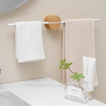 GSTUFF 원목 무타공 접착식 욕실 행거 화장실 수건걸이 거치대, 60cm, 화이트