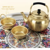 제사용술주전자 레트로황양은 국산막걸리주전자 가벼운 양은편수막걸리잔세트 추억갬성 1-4L, 2L