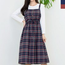 6628여자체크어깨끈원피스 티셔츠포함 데일리 웨어 데