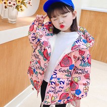 키즈경량패딩 여아 숏 패딩 패션 루즈핏 다운 점퍼 프린팅 후드 집업 코트 잠바 유아 경량 자켓