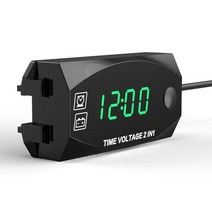 2In 1 Universal Motorcycle Electronic Clock Voltmeter IP67 Waterproof Dust-proof LED Watch Digital D, 02 GN