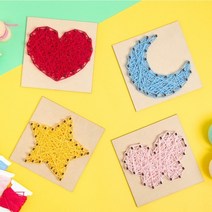 스트링 아트 실 세트 DIY 놀이 키트 어린이 밤과꿈 공작 토탈 공예 만들기 재료 미술 패키지 돌봄 교실, 달