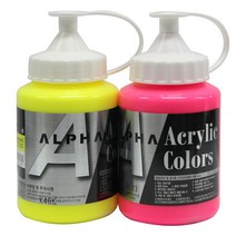 [동화오피스] 알파 아크릴물감 대용량 250ml / 형광 펄 낱색, 978 Fluorescent Lemon