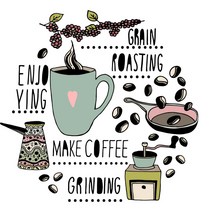 티셔츠 스티커 의류 3D전사지]커피프로세싱 057 열전사지