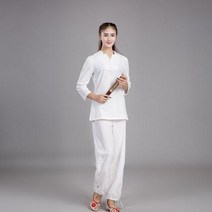 명상복 생활 수련 여성 남자 명상 다도 요가 의류, 색상2+L