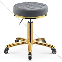 업소용 바퀴 달린 의자 피부샵 관리샵 미용실 병원, 회색 체크(골드)