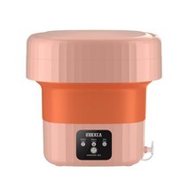 통돌이세탁기 접이식 세탁기 의류 양말 속옷 청소 미니 소형 여행 버킷 6L, 01 Orange pink_02 EU