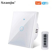 wifi eu wall touch switch smart light switch 123 gang no neutral wire required tuya smart life home, 흰색 리모컨1