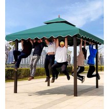 조립식 파고라 원두막 야외 방갈로 카페 매장, 물결모양 3.5x3.5M (천 포함)8cm기둥
