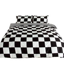 이불베개커버세트 흑백 침구 세트 격자 격자 침대 린넨 심플 여름 이불 세트 커버 킹 사이즈 이불 퀸 트윈