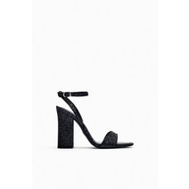 독일 자라 ZARA 글리터 블록 힐 샌들 - 블랙 100479